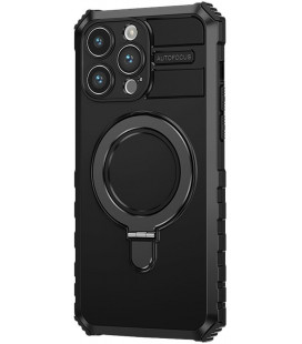 Juodas dėklas Apple iPhone 14 Pro Max telefonui "Tel Protect Armor Magsafe Metal Ring"