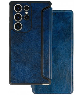 Mėlynas atverčiamas dėklas Samsung Galaxy S23 Ultra telefonui "Razor Leather Book"