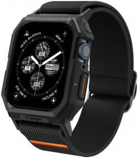 Juoda apyrankė Apple Watch  6 / 7 / 8 / 9 / SE 1 / 2 / 3 (44 / 45 mm) laikrodžiui "Spigen Lite Fit Pro"