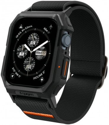 Juoda apyrankė Apple Watch  6 / 7 / 8 / 9 / SE 1 / 2 / 3 (44 / 45 mm) laikrodžiui "Spigen Lite Fit Pro"