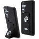 Juodas dėklas Samsung Galaxy S24 telefonui "Karl Lagerfeld Saffiano Grip Stand Metal Logo Case"