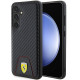 Juodas dėklas Samsung Galaxy S24 telefonui "Ferrari PU Leather Bottom Carbon Case"