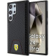 Juodas dėklas Samsung Galaxy S24 Ultra telefonui "Ferrari PU Leather Bottom Carbon Case"