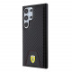 Juodas dėklas Samsung Galaxy S24 Ultra telefonui "Ferrari PU Leather Bottom Carbon Case"