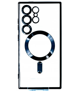 Juodas / skaidrus dėklas Samsung Galaxy S24 Ultra telefonui "Electro Mag Cover"