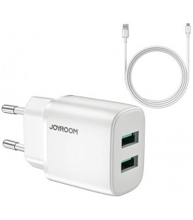 Baltas 12W 2xUSB pakrovėjas + USB - Type-C laidas "Joyroom L-2A123"