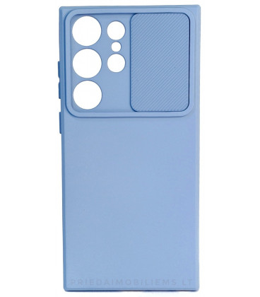 Šviesiai mėlynas dėklas su kameros apsauga Samsung Galaxy S23 Ultra telefonui "Camshield Soft"