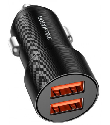 Juodas QC3.0 36W 2xUSB automobilinis pakrovėjas "Borofone BZ19B"