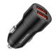 Juodas QC3.0 36W 2xUSB automobilinis pakrovėjas "Borofone BZ19B"