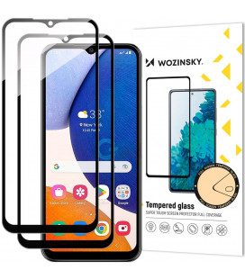 Juodas apsauginis grūdintas stiklas Samsung Galaxy A14 4G / A14 5G telefonui "Wozinsky Full Glue 2-Pack"