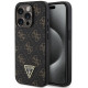 Juodas dėklas Apple iPhone 15 Pro telefonui "Guess PU Leather 4G Triangle Metal Logo Case"