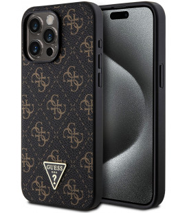 Juodas dėklas Apple iPhone 15 Pro Max telefonui "Guess PU Leather 4G Triangle Metal Logo Case"