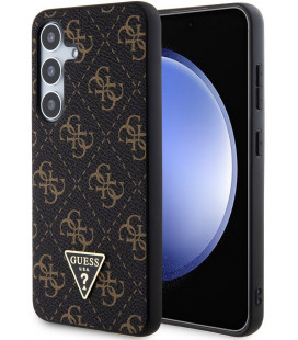 Juodas dėklas Samsung Galaxy S24 telefonui "Guess PU Leather 4G Triangle Metal Logo Case"
