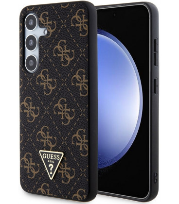 Juodas dėklas Samsung Galaxy S24 telefonui "Guess PU Leather 4G Triangle Metal Logo Case"