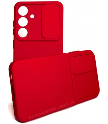 Raudonas dėklas su kameros apsauga Samsung Galaxy S24 telefonui "Camshield Soft"