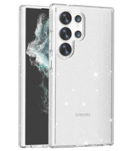 Skaidrus dėklas su blizgučiais Samsung Galaxy S24 Ultra telefonui "Crystal Glitter Case"