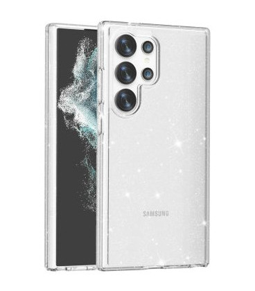 Skaidrus dėklas su blizgučiais Samsung Galaxy S24 Ultra telefonui "Crystal Glitter Case"