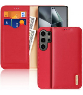 Raudonas atverčiamas dėklas Samsung Galaxy S24 Ultra telefonui "Dux Ducis Hivo"