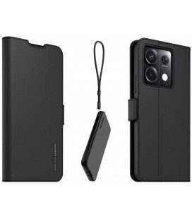 Juodas atverčiamas dėklas Xiaomi Redmi Note 13 Pro 5G telefonui "Made for Xiaomi Book Stand Case with Necklace"