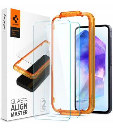 Apsauginis grūdintas stiklas Samsung Galaxy A55 5G telefonui "Spigen AlignMaster Glas tR 2-Pack"