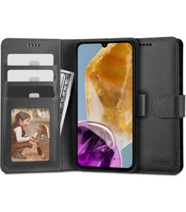 Juodas atverčiamas dėklas Samsung Galaxy M15 5G telefonui "Tech-Protect Wallet"