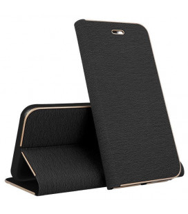 Juodas atverčiamas dėklas su rėmeliu Samsung Galaxy A15 4G / 5G telefonui "Book Vennus"