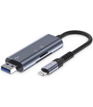 Adapteris - SD, Micro SD Lightning - USB kortelių skaitytuvas "Tech-Protect Ultraboost"