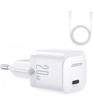 Baltas PD20W 1xUSB-C pakrovėjas + USB-C - Lightning 100cm laidas "Joyroom JR-TCF02"