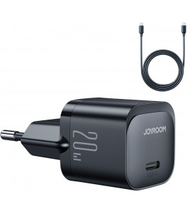 Juodas PD20W 1xUSB-C pakrovėjas + USB-C - USB-C 100cm laidas "Joyroom JR-TCF02"