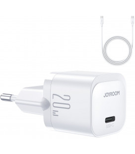 Baltas PD20W 1xUSB-C pakrovėjas + USB-C - USB-C 100cm laidas "Joyroom JR-TCF02"