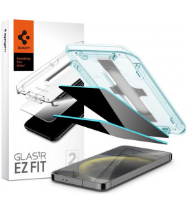 Juodas apsauginis grūdintas stiklas Samsung Galaxy S24 Plus telefonui "Spigen Glas.TR EZ Fit Privacy 2-Pack"