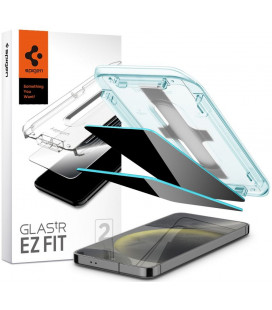 Juodas apsauginis grūdintas stiklas Samsung Galaxy S24 telefonui "Spigen Glas.TR EZ Fit Privacy 2-Pack"