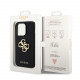 Juodas dėklas Apple iPhone 14 Pro Max telefonui "Guess PU Perforated 4G Glitter Metal Logo Case"
