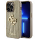 Auksinės spalvos dėklas Apple iPhone 14 Pro Max telefonui "Guess PU Perforated 4G Glitter Metal Logo Case"