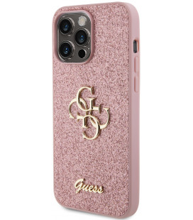 Rožinis dėklas Apple iPhone 15 Pro Max telefonui "Guess PU 4G Metal Logo Case"
