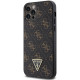 Juodas dėklas Apple iPhone 12 / 12 Pro telefonui "Guess PU Leather 4G Triangle Metal Logo Case"