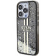 Juodas dėklas Apple iPhone 15 Pro telefonui "Guess PC/TPU Liquid Glitter Gold Stripe Case"