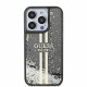 Juodas dėklas Apple iPhone 15 Pro telefonui "Guess PC/TPU Liquid Glitter Gold Stripe Case"
