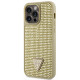 Auksinės spalvos dėklas Apple iPhone 15 Pro Max telefonui "Guess Rhinestones Triangle Metal Logo Case"