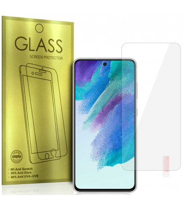 Apsauginis grūdintas stiklas Samsung Galaxy S21 FE telefonui " Tempered Glass GOLD"