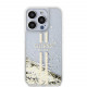 Skaidrus dėklas Apple iPhone 15 Pro telefonui "Guess PC/TPU Liquid Glitter Gold Stripe Case"