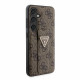 Rudas dėklas Samsung Galaxy S24 telefonui "Guess PU Grip Stand 4G Strass Triangle Metal Logo Case"