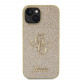 Auksinės spalvos dėklas Apple iPhone 13 telefonui "Guess PU Fixed Glitter 4G Metal Logo Case"