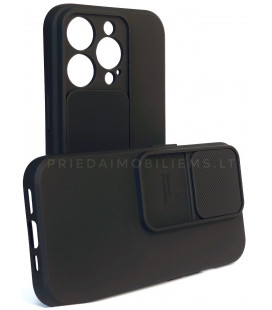 Juodas dėklas su kameros apsauga Apple iPhone 14 Pro telefonui "Camshield Soft"