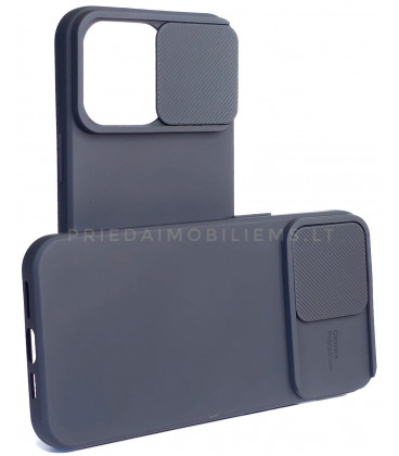 Juodas dėklas su kameros apsauga Apple iPhone 15 Pro Max telefonui "Camshield Soft"