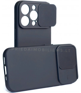 Juodas dėklas su kameros apsauga Apple iPhone 15 Pro telefonui "Camshield Soft"