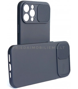Juodas dėklas su kameros apsauga Apple iPhone 12 Pro Max telefonui "Camshield Soft"