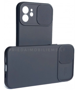 Juodas dėklas su kameros apsauga Apple iPhone 12 telefonui "Camshield Soft"