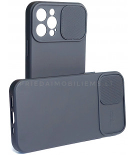 Juodas dėklas su kameros apsauga Apple iPhone 12 Pro telefonui "Camshield Soft"