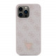 Rožinis dėklas Apple iPhone 15 Pro Max telefonui "Guess PU 4G Strass Triangle Metal Logo Case"